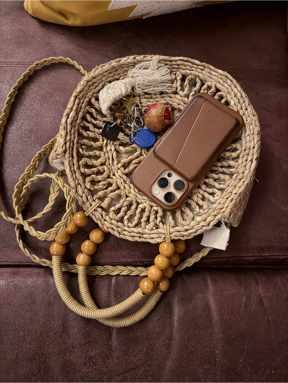 Raffia Boho Tan Crossbody - Picture 8 of 9